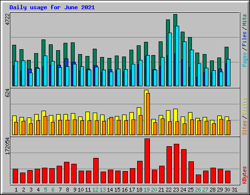 Daily usage for June 2021