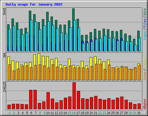 Daily usage for January 2022