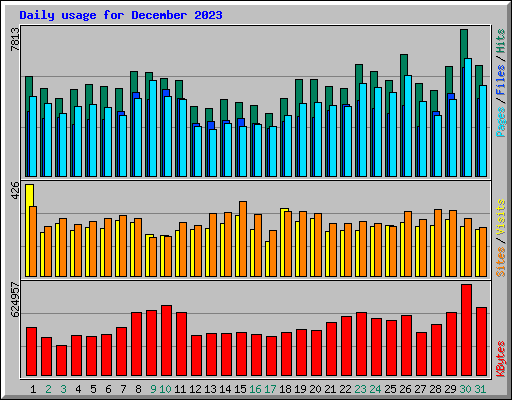 Daily usage for December 2023