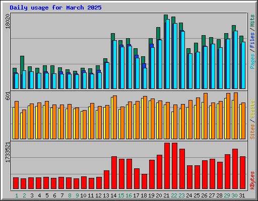 Daily usage for March 2025