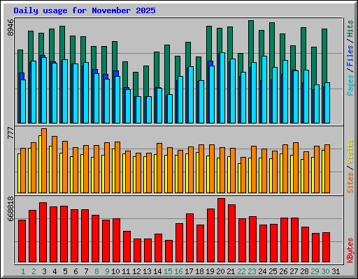 Daily usage for November 2025